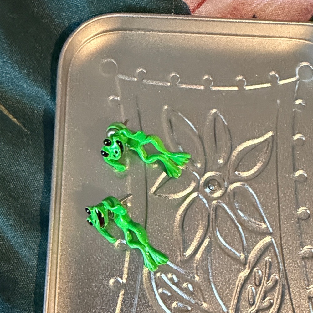 Green Frog Earrings